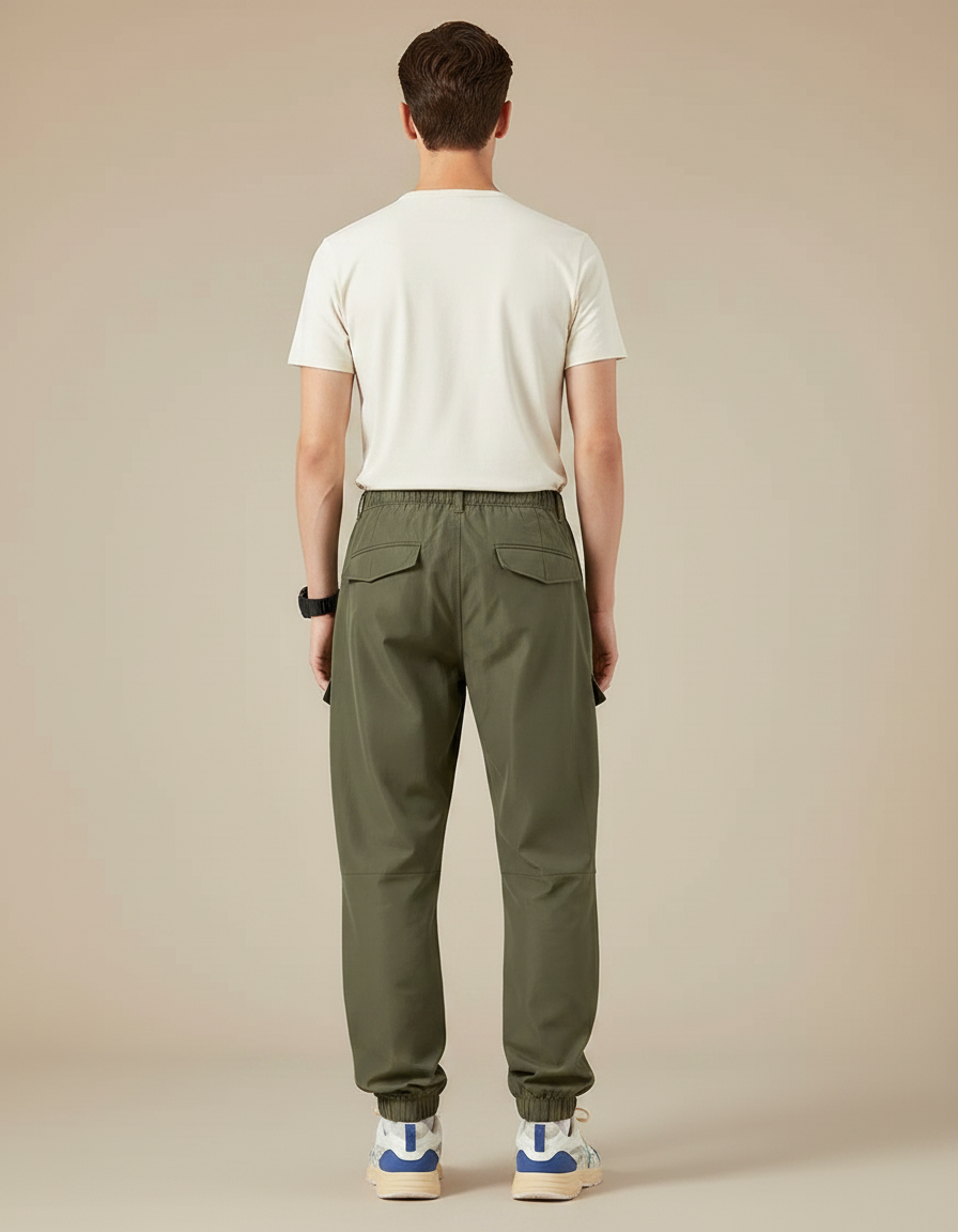 Pantalon Parachute Kaki Cargo Techwear Multi-poches Homme - Polyester - vue 2