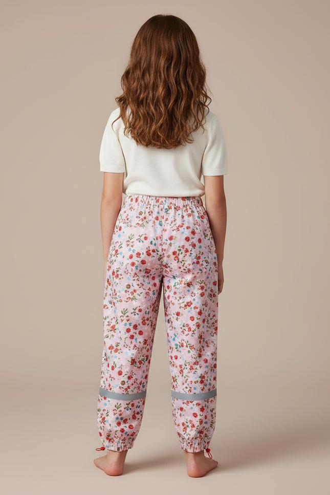 Pantalon Parachute Rose Fleuri Imprimé Ample Enfant - Polyester - vue 2