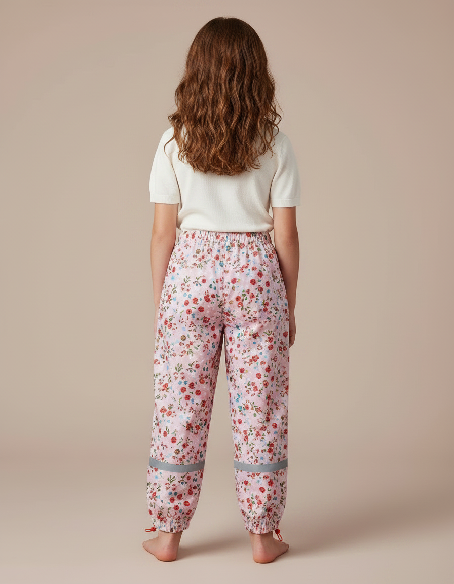 Pantalon Parachute Rose Fleuri Imprimé Ample Enfant - Polyester - vue 2