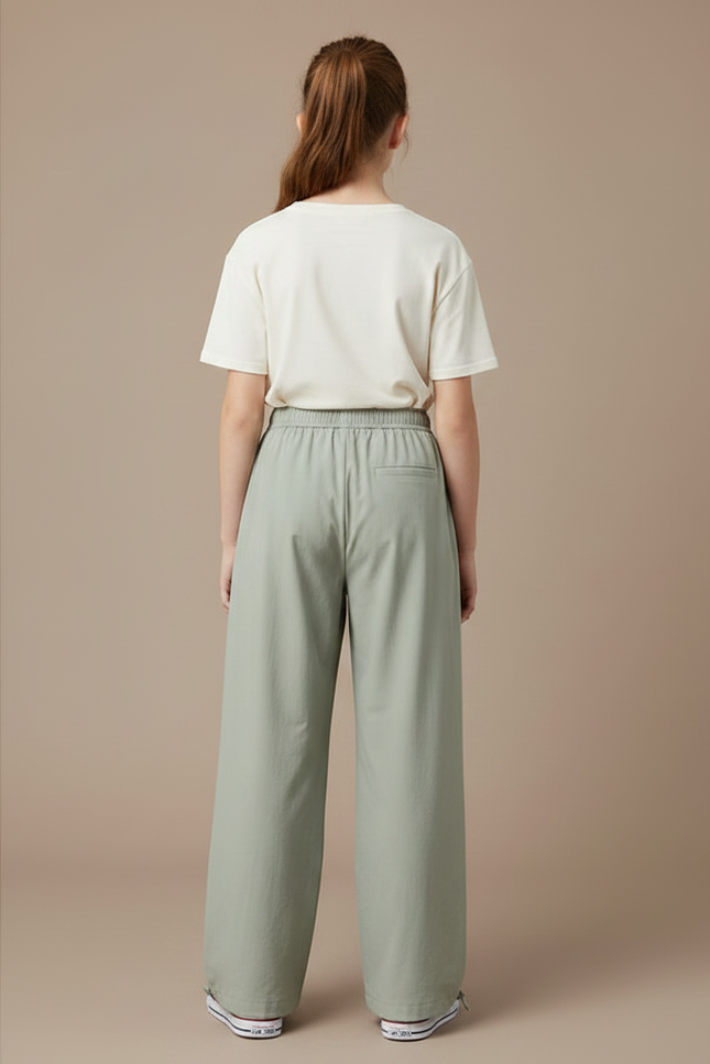Pantalon Parachute Vert Ample Décontracté Fille - Polyester - vue 2