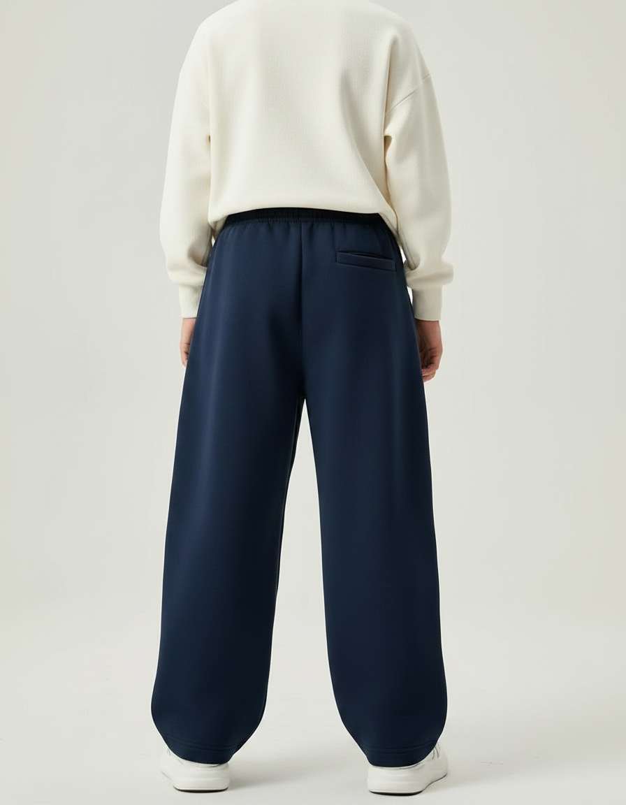 Pantalon Parachute Bleu Marine Ample Décontracté Coton Enfant - Molleton - vue 2