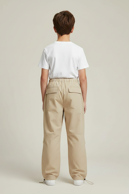 Pantalon Parachute Beige Ample Enfant Décontracté Cargo - Polyester - vue 2