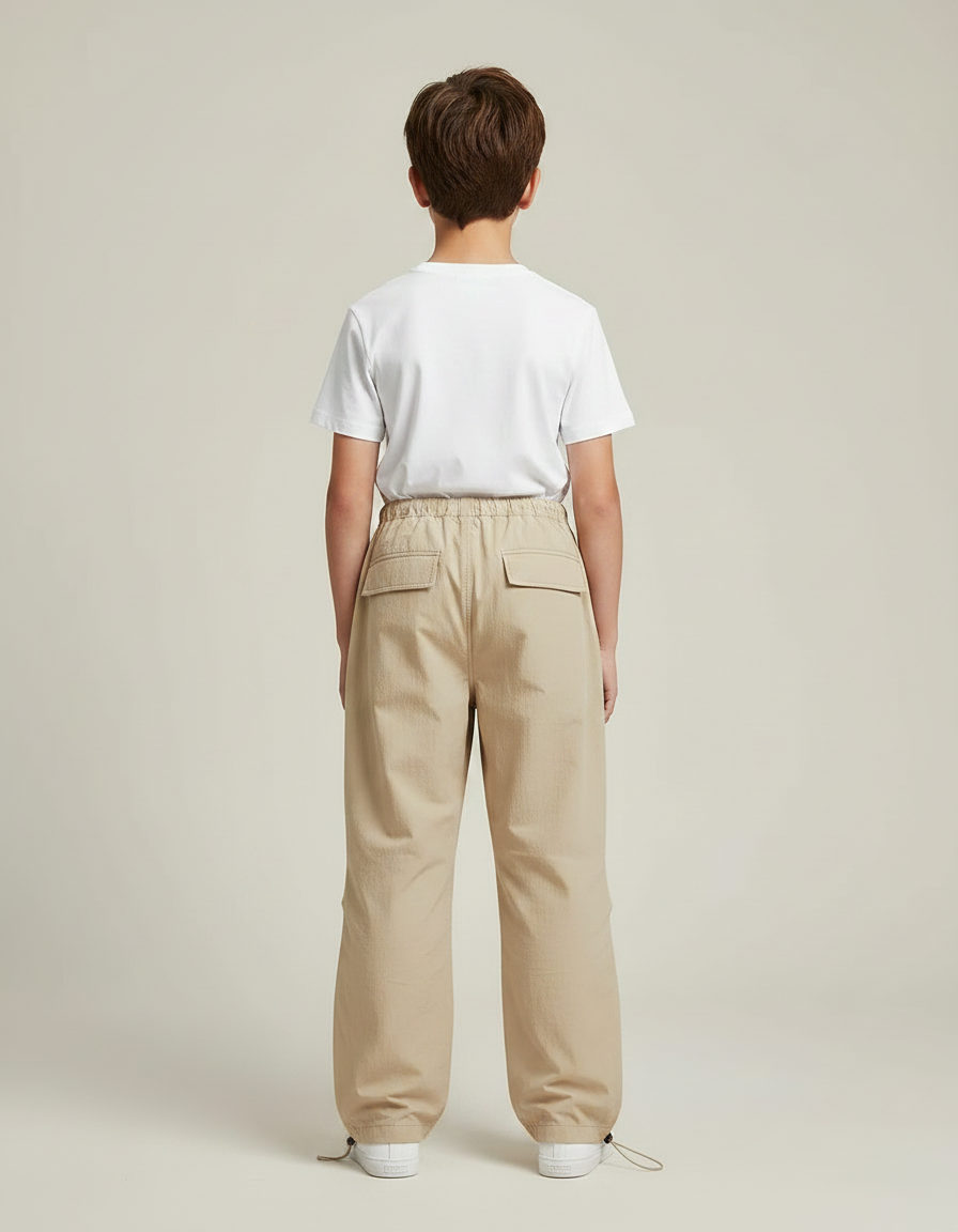 Pantalon Parachute Beige Ample Enfant Décontracté Cargo - Polyester - vue 2