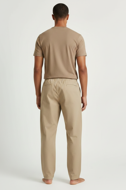 Pantalon Parachute Beige Coton Ample Confortable Décontracté Homme - vue 2