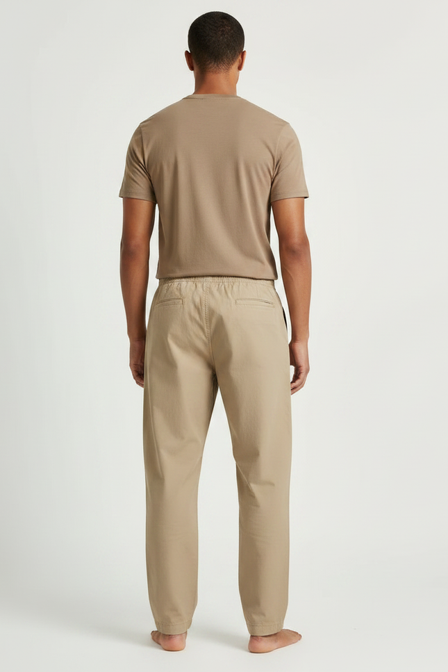 Pantalon Parachute Beige Coton Ample Confortable Décontracté Homme - vue 2