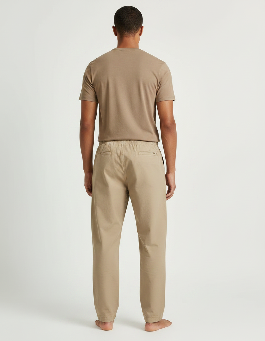Pantalon Parachute Beige Coton Ample Confortable Décontracté Homme - vue 2