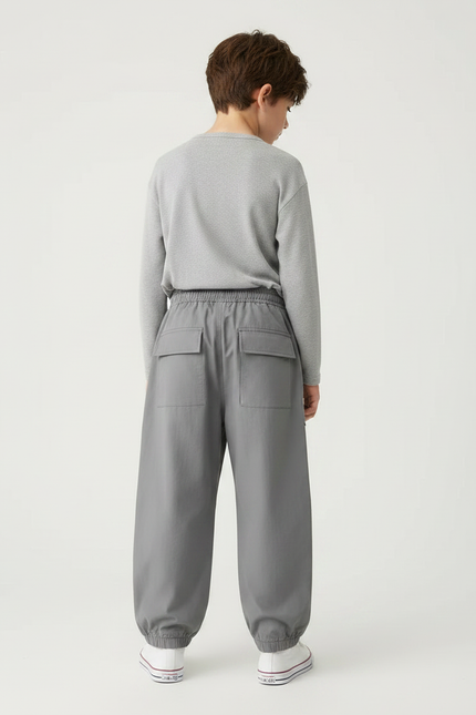 Pantalon Parachute Gris Ample Cargo Coton Enfant - vue 2