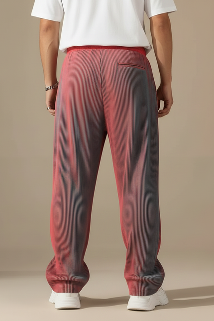 Pantalon Parachute Plissé Dégradé Fluide Streetwear Homme - Multicolore Polyester - vue 2