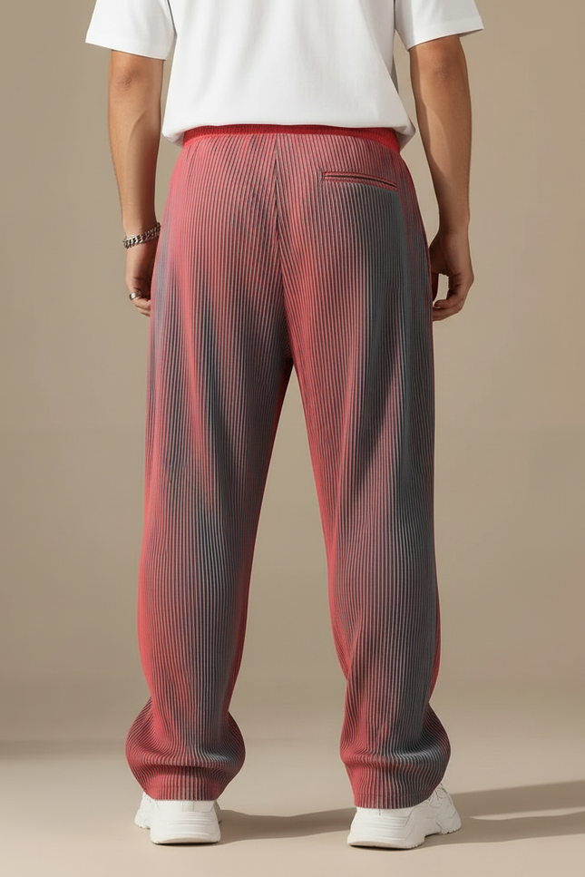 Pantalon Parachute Plissé Dégradé Fluide Streetwear Homme - Multicolore Polyester - vue 2