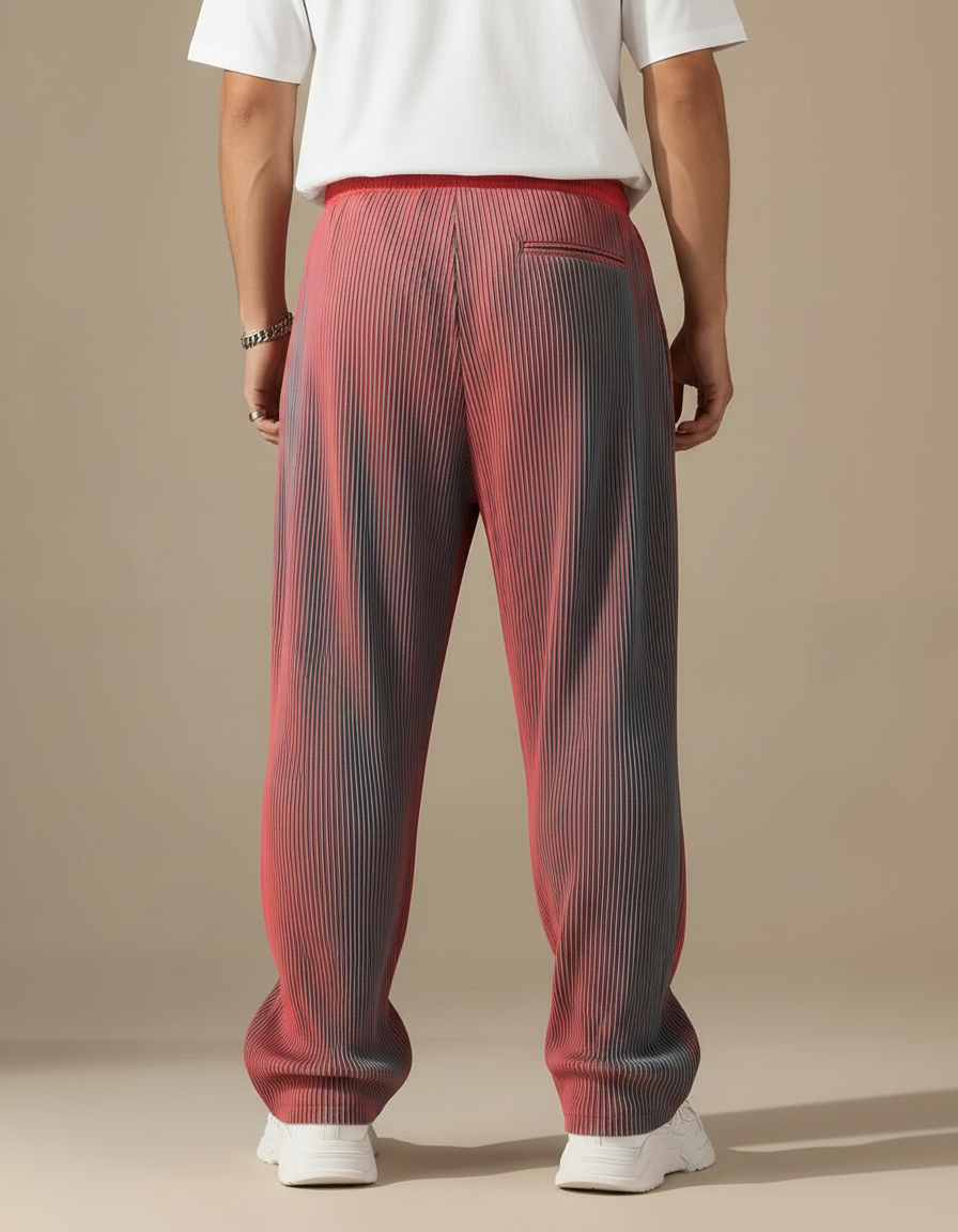 Pantalon Parachute Plissé Dégradé Fluide Streetwear Homme - Multicolore Polyester - vue 2