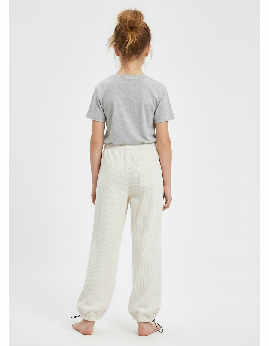 Pantalon Parachute Beige Côtelé Ample Confortable Enfant - Cordé - vue 2