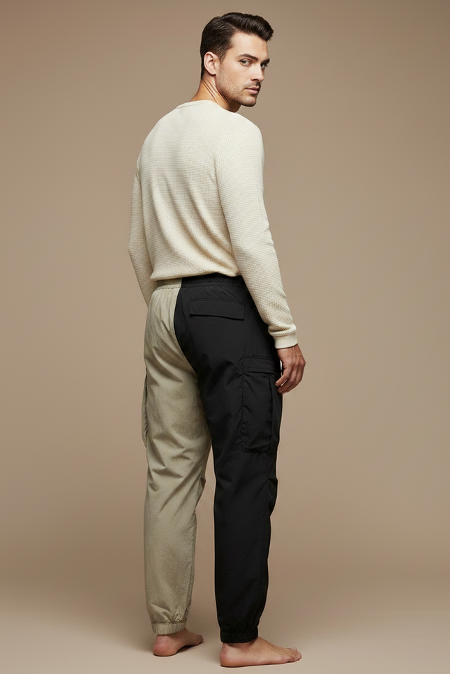 Pantalon Parachute Bicolore Cargo Ample Léger Homme - Multicolore Polyester - vue 2