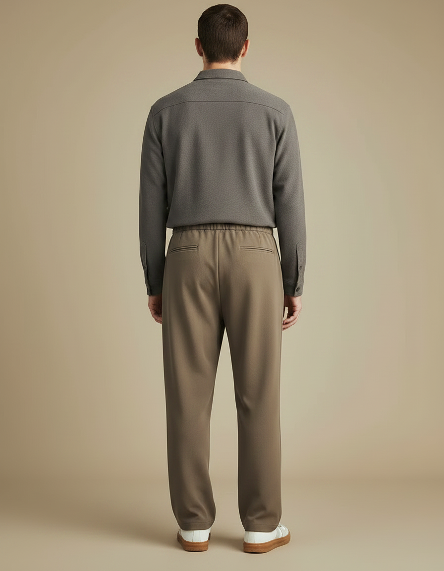 Pantalon Parachute Marron Droit Cordon Décontracté Homme - Polyester - vue 2