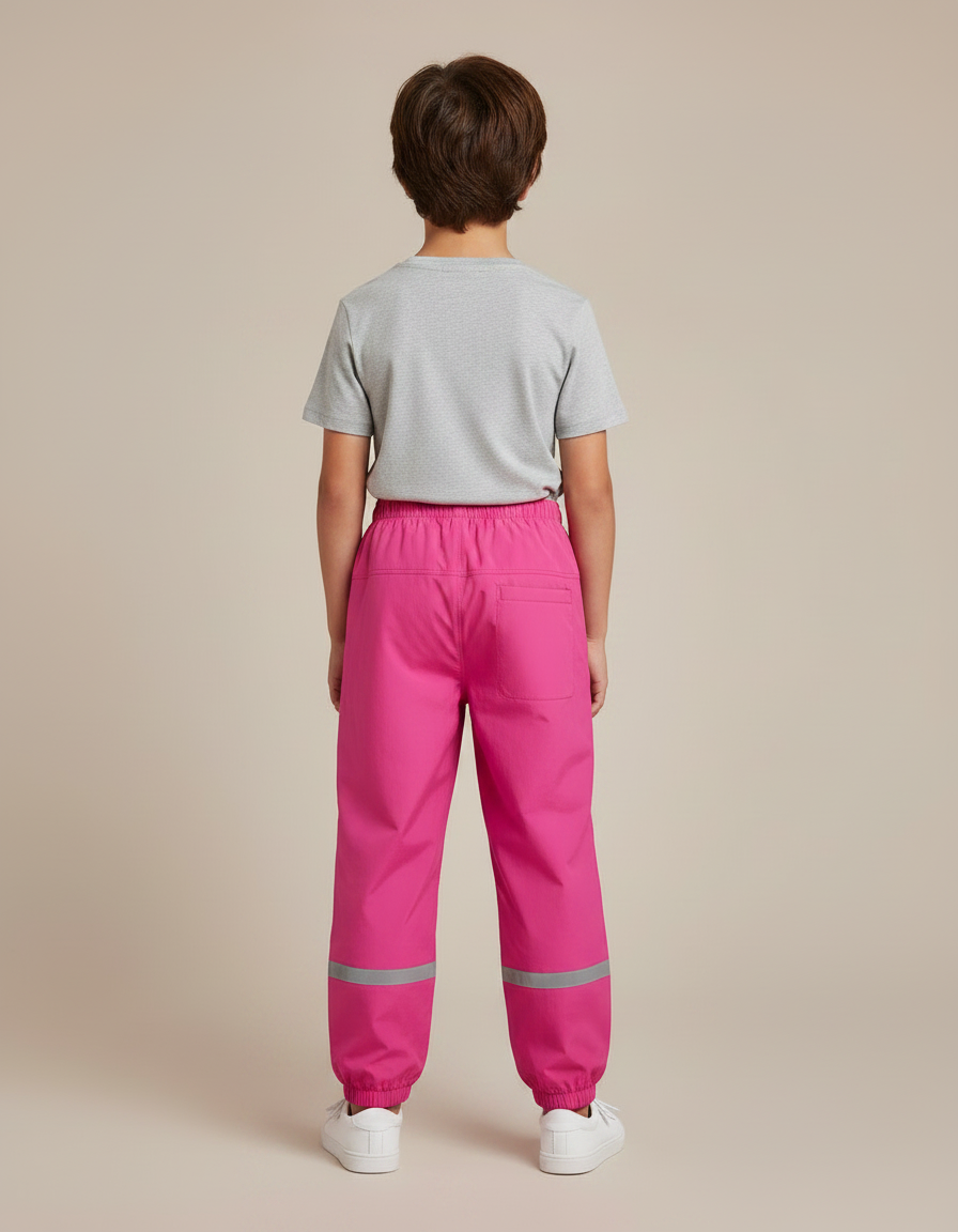 Pantalon Parachute Rose Fuchsia Imperméable Réfléchissant Enfant - Polyester - vue 2