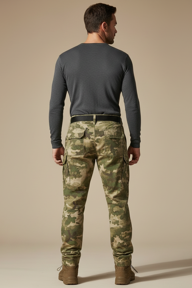 Pantalon Parachute Camouflage Cargo Militaire Multipoches Homme - Multicolore Toile - vue 2