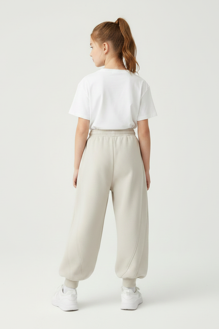 Pantalon Parachute Beige Ample Décontracté Confortable Fille - Molleton - vue 2