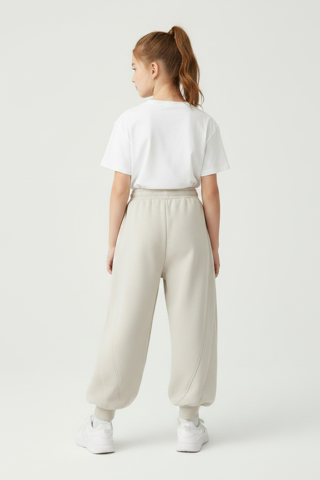 Pantalon Parachute Beige Ample Décontracté Confortable Fille - Molleton - vue 2