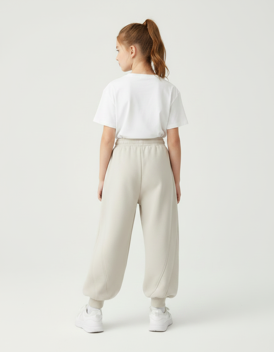 Pantalon Parachute Beige Ample Décontracté Confortable Fille - Molleton - vue 2