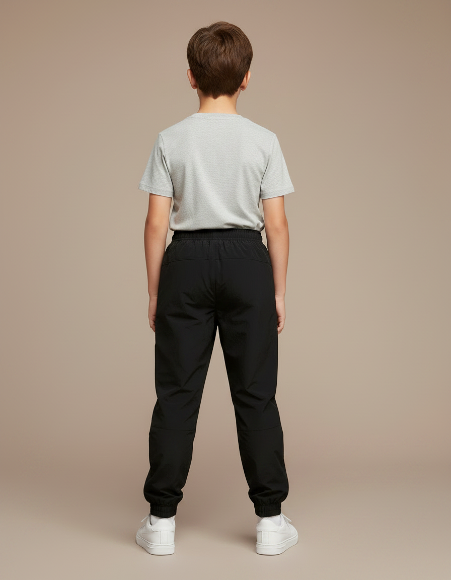 Pantalon Parachute Noir Uni Sport Décontracté Garçon - Polyester - vue 2