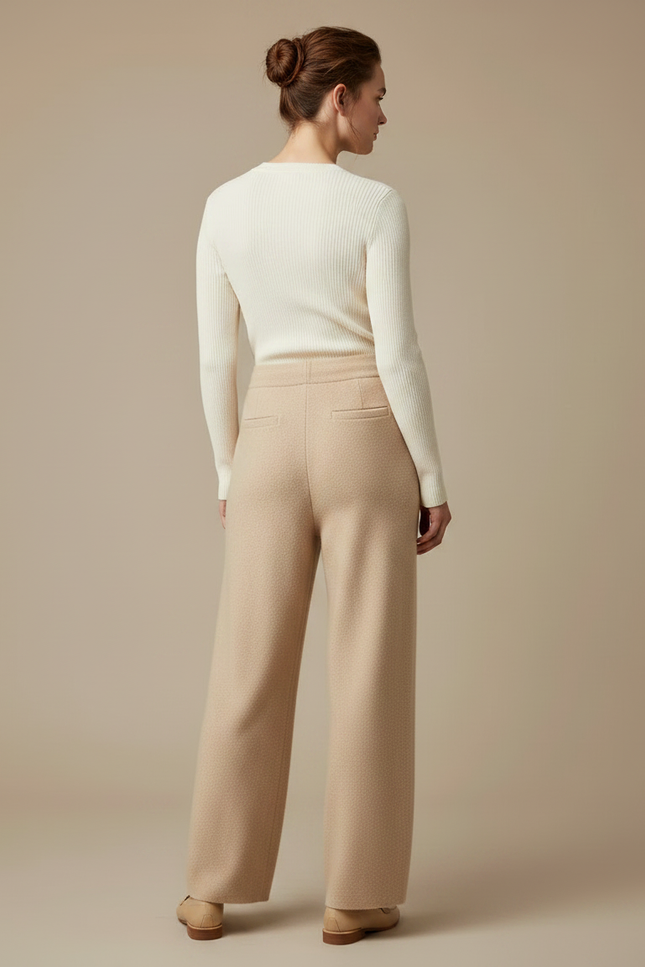 Pantalon Parachute Femme Beige Large 2 - Laine - vue 2
