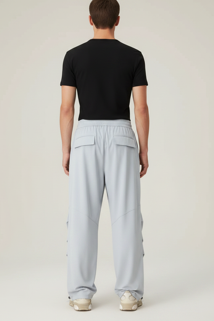 Pantalon Parachute Gris Ample Homme Décontracté - Polyester - vue 2