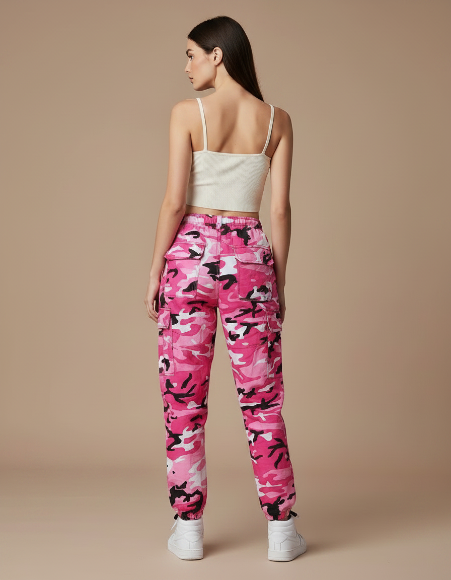 Pantalon Parachute Femme Resserré Aux Chevilles Nylon Streetwear 2 - Rose Polyester - vue 2