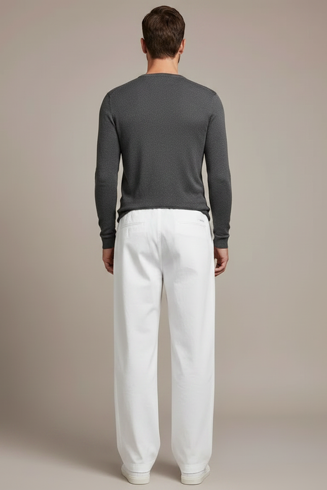 Pantalon Parachute Blanc Droit Ample Coton Homme - vue 2
