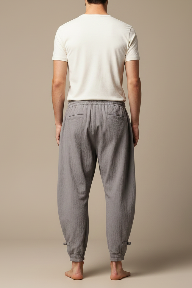 Pantalon Parachute Homme Gris Resserré Aux Chevilles - Lin - vue 2