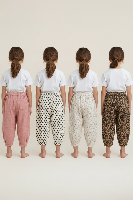 Pantalon Parachute Enfant Côtelé Léopard Fleuri Polka Dot - Imprimé Coton - vue 2
