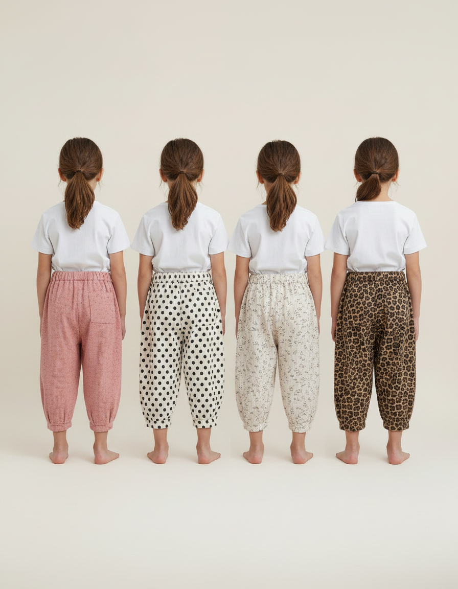 Pantalon Parachute Enfant Côtelé Léopard Fleuri Polka Dot - Imprimé Coton - vue 2