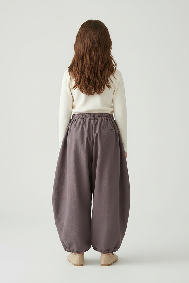 Pantalon Parachute Fille Gris Resserré Aux Chevilles Toile - Violet - vue 2