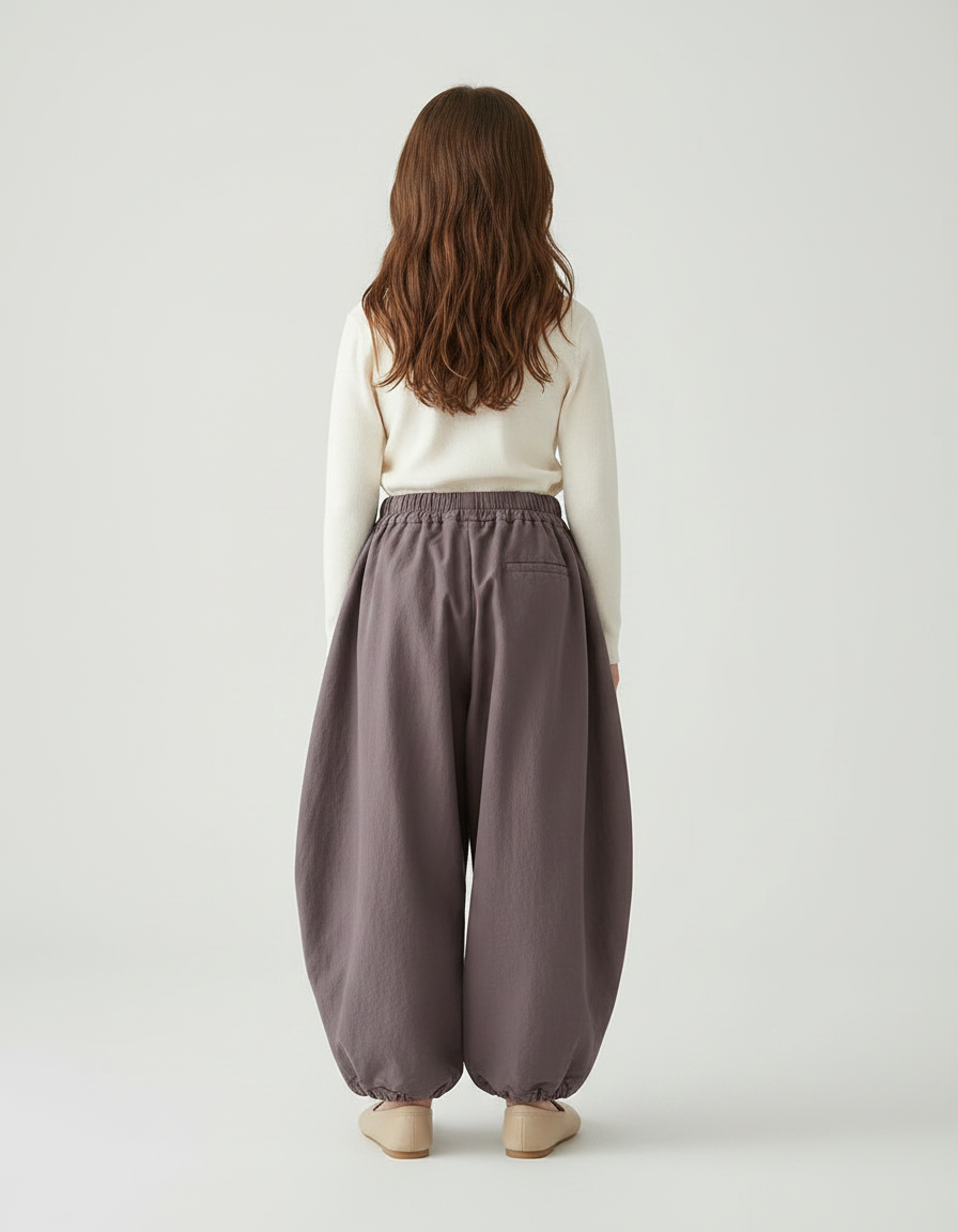 Pantalon Parachute Fille Gris Resserré Aux Chevilles Toile - Violet - vue 2