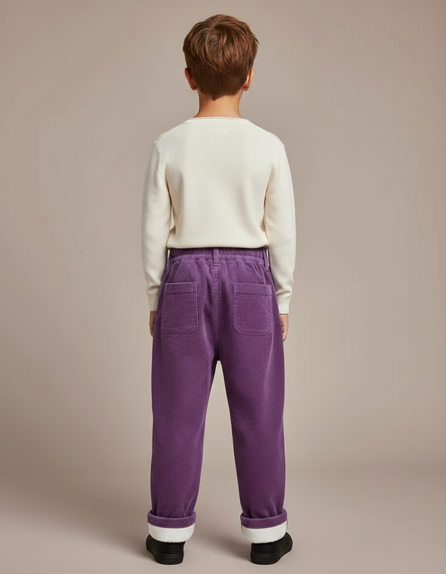 Pantalon Parachute Violet Côtelé Ample Chaud Enfant - Cordé - vue 2