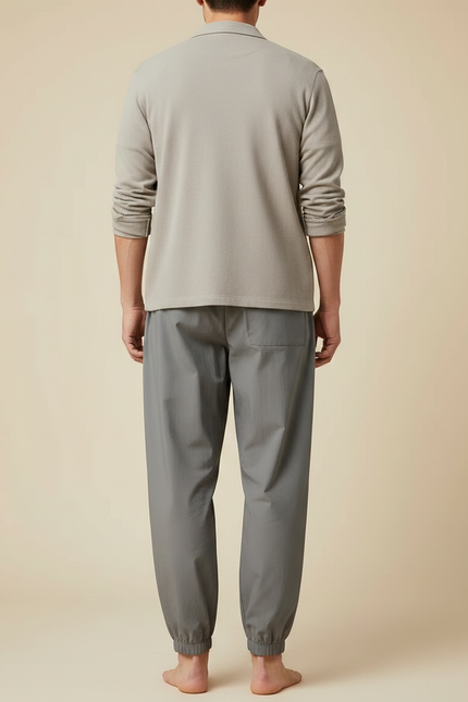 Pantalon Parachute Gris Ample Cordon Décontracté Léger Homme - Polyester - vue 2