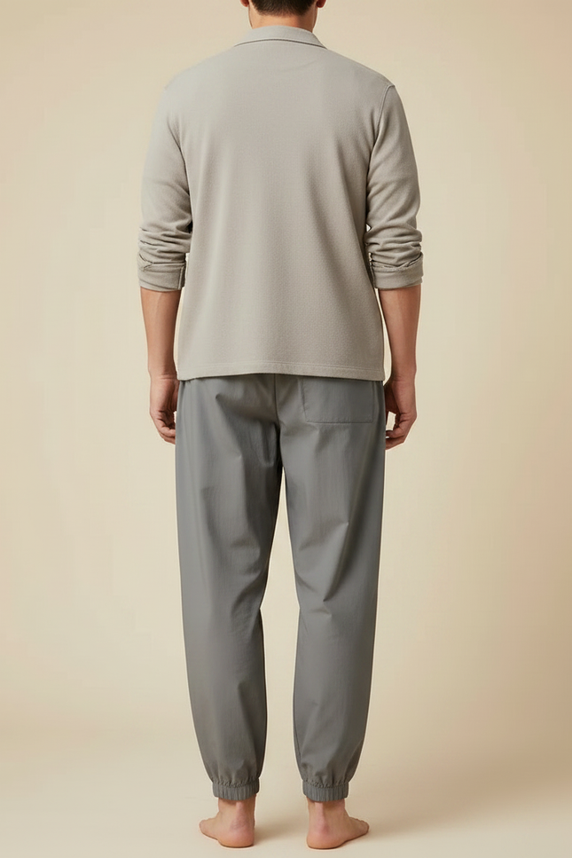 Pantalon Parachute Gris Ample Cordon Décontracté Léger Homme - Polyester - vue 2