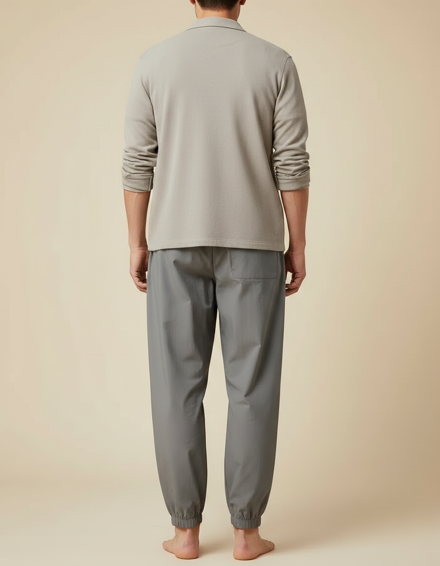 Pantalon Parachute Gris Ample Cordon Décontracté Léger Homme - Polyester - vue 2