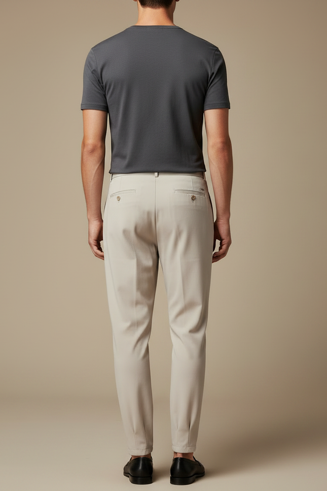 Pantalon Parachute Beige Plissé Fluide Homme Élégant - Polyester - vue 2