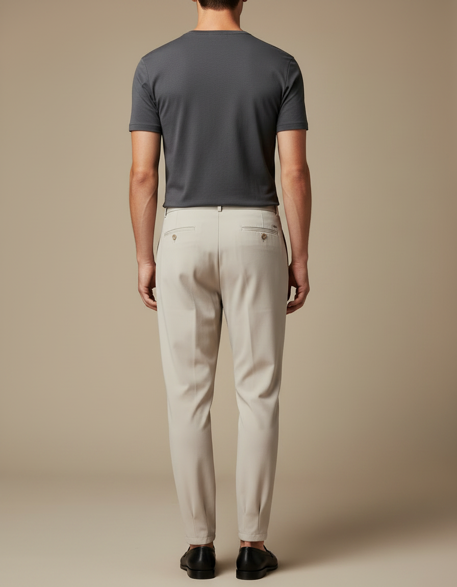 Pantalon Parachute Beige Plissé Fluide Homme Élégant - Polyester - vue 2