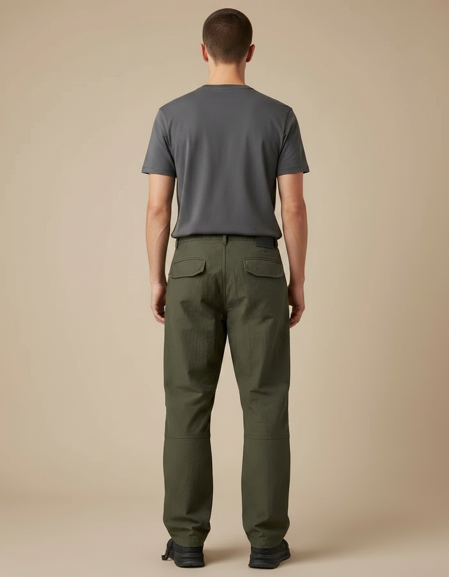 Pantalon Parachute Kaki Ample Nylon Sport Homme - Polyester - vue 2