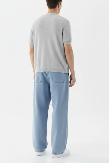 Pantalon Parachute Jean Ample Décontracté Homme Clair - Bleu - vue 2