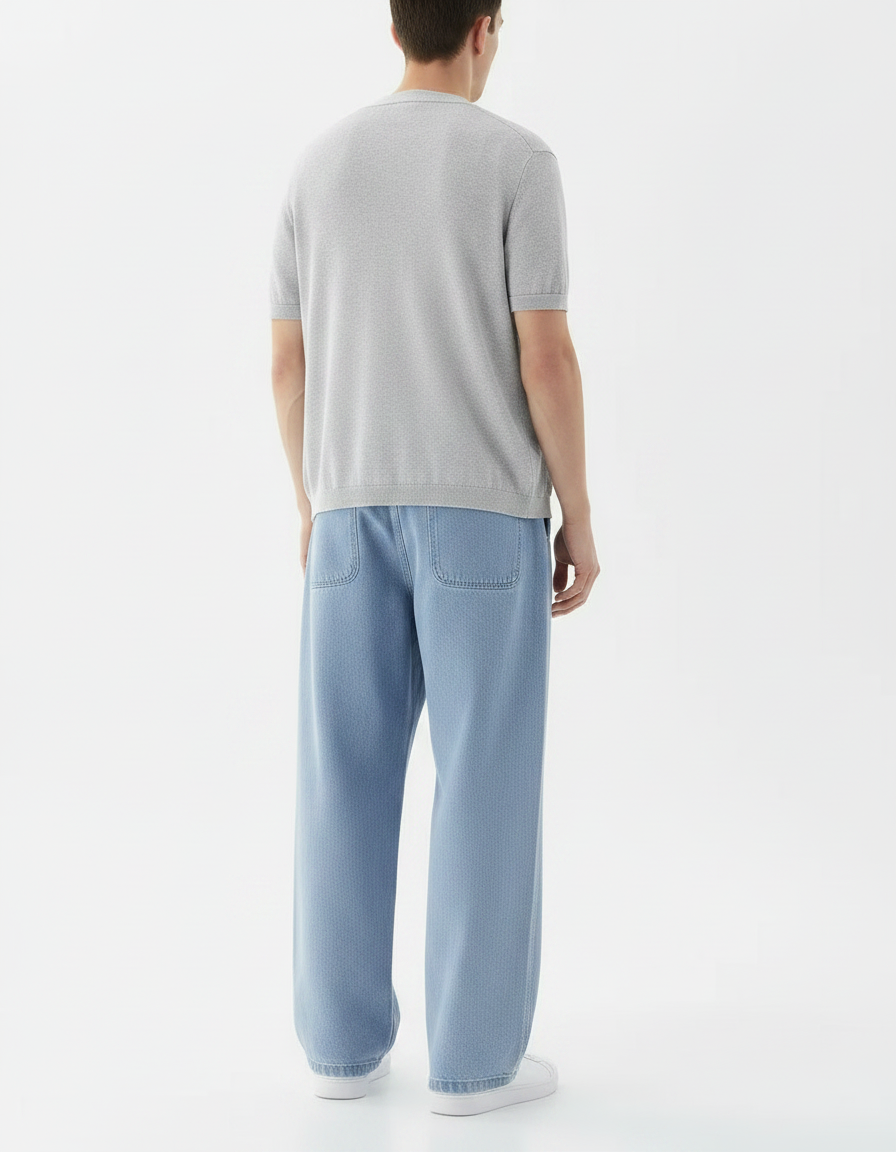 Pantalon Parachute Jean Ample Décontracté Homme Clair - Bleu - vue 2