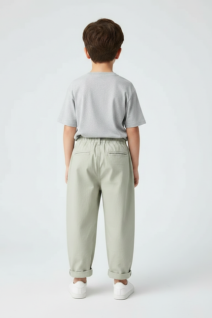 Pantalon Parachute Kaki Ample Coton Garçon Décontracté - vue 2