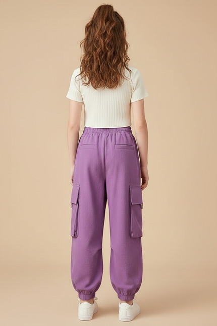 Pantalon Parachute Violet Cargo Ample Décontracté Enfant - Molleton - vue 2