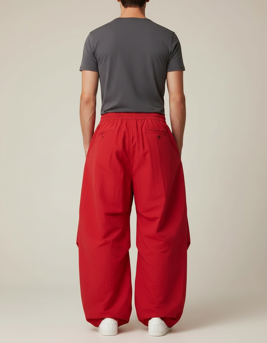 Pantalon Parachute Rouge - Polyester - vue 2