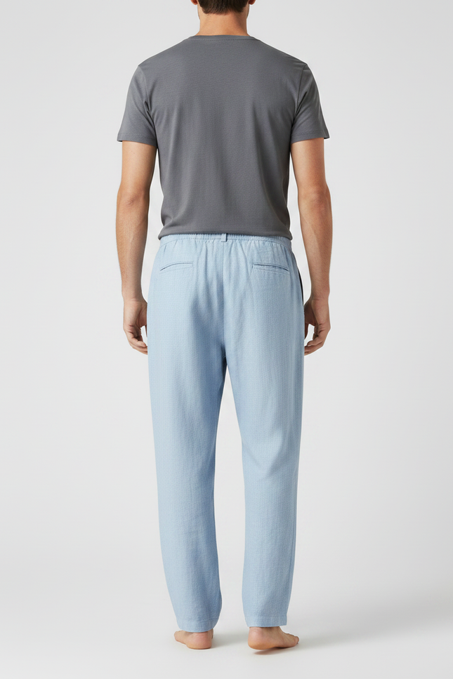 Pantalon Parachute Bleu Ciel Lin Décontracté Homme - vue 2