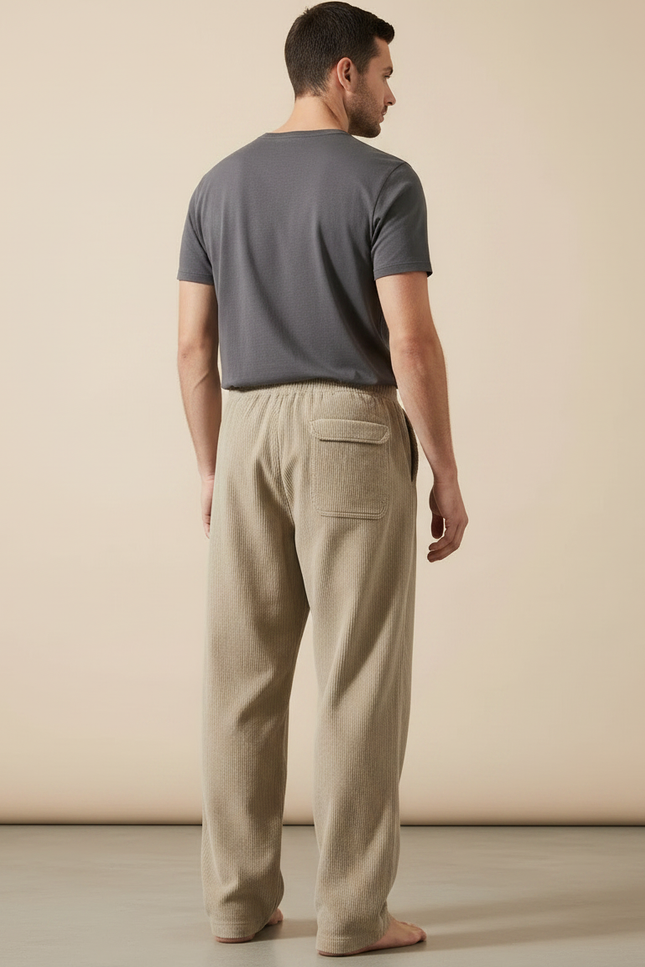 Pantalon Parachute Beige Côtelé Ample Homme Décontracté Sport - Cordé - vue 2