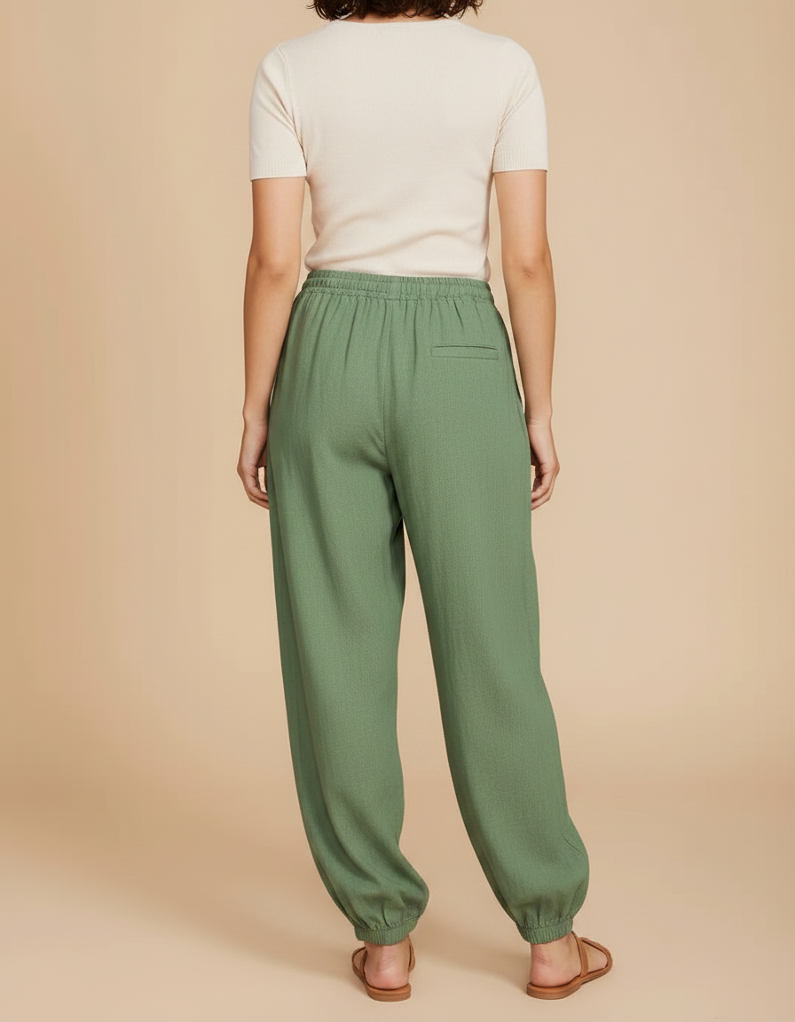 Pantalon Parachute Kaki Lin Ample Décontracté Femme - vue 2