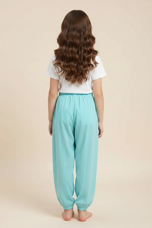 Pantalon Parachute Fluide Coton Ample Enfant - Bleu - vue 2