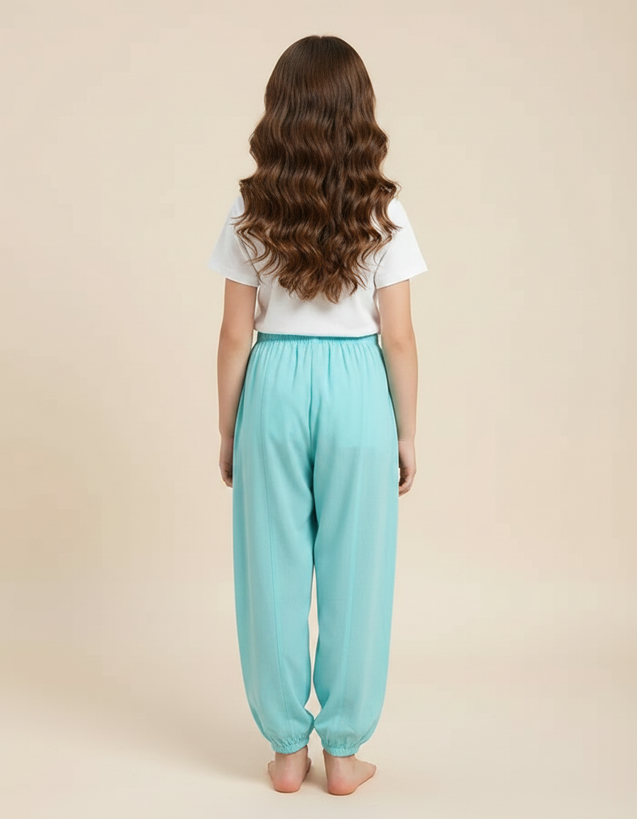 Pantalon Parachute Fluide Coton Ample Enfant - Bleu - vue 2