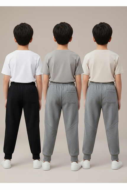 Pantalon Parachute Sportif Rayures Blanches Garçon Hiver - Gris Molleton - vue 2